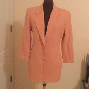 Peach long button down blazer